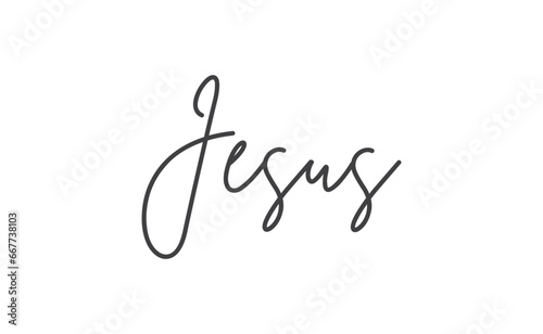 Jesus calligraphic lettering. Jesus Christ lord message.