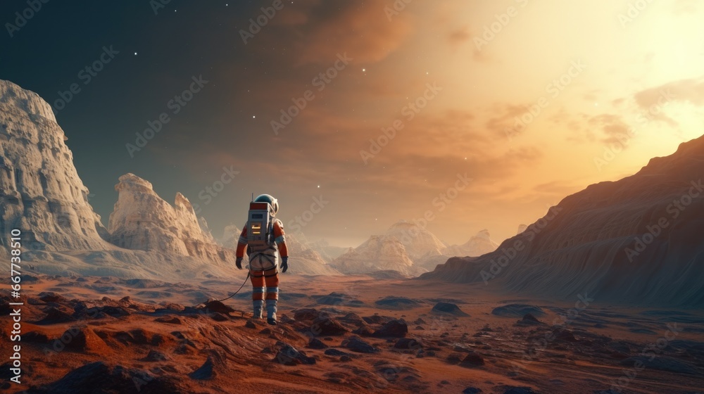 astronaut exploring an unknown planet generative ai