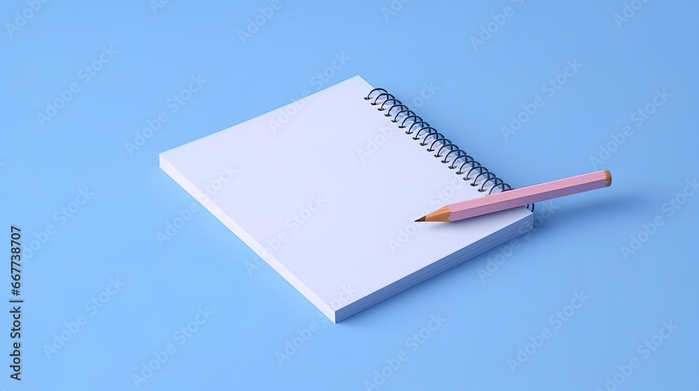 Illustration of a notebook icon and a pencil on a blue background, AI generative Illustration of a notebook icon and a pencil on a blue background, AI generative
