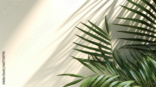 Modern Tropical Vibes  Palm Leaf Shadows on a Light Background. AI generated