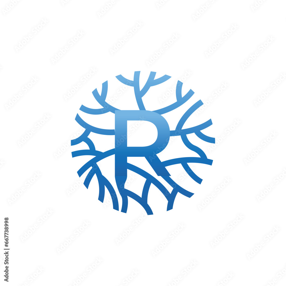 Letter R with root logo design vector Letter R with root logo design vector