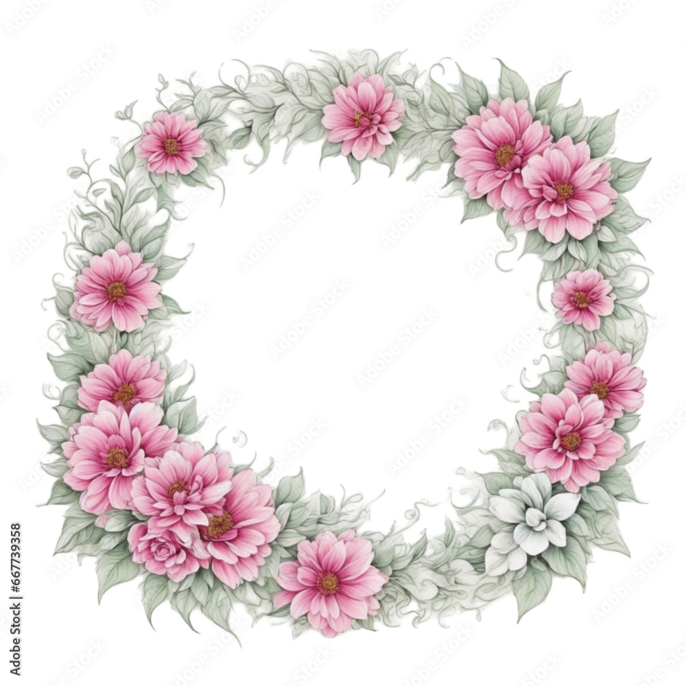 Flower border frame PNG image transparent background
