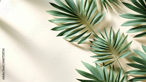 Palm Leaf Serenade  Light Background with Realistic Palm Leaf Shadows. AI generated