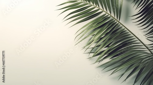 Palm Leaf Serenade: Light Background with Realistic Palm Leaf Shadows. AI generated © PandaStockArt