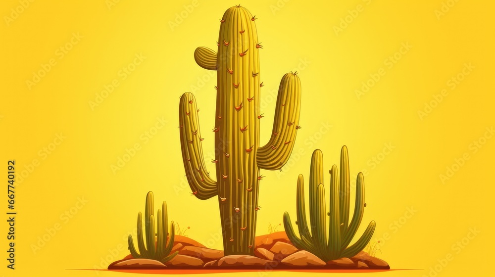 illustration of a cactus with a yellow background generative ai illustration of a cactus with a yellow background generative ai