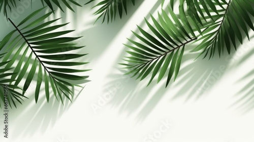 Simplified Tropical Beauty  Palm Leaf Shadows on Light Background. AI generated