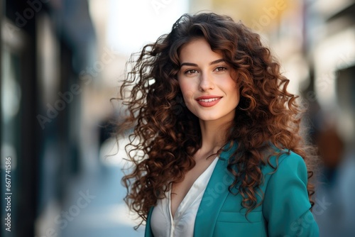 Curly-Haired Woman Embracing Urban Vibes