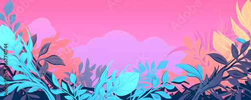 Vegetal banner in pastel colors - Nature illustration theme