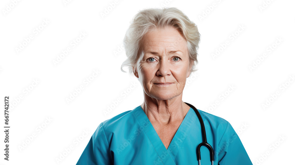 Portrait of a senior Caucasian female nurse
Portrait of a senior Caucasian female nurse