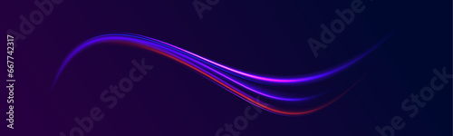 Abstract neon color wave lights background. Expressway, the effect of car headlights. Low-poly construction of fine lines.  photo
