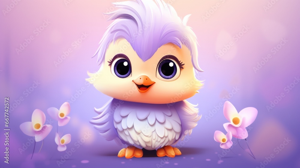 illustration of a beautiful baby chick generative ai