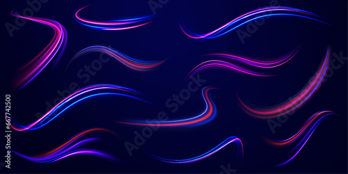 Big data traffic visualization, dynamic high speed data streaming traffic. Expressway, the effect of car headlights. Low-poly construction of fine lines. 