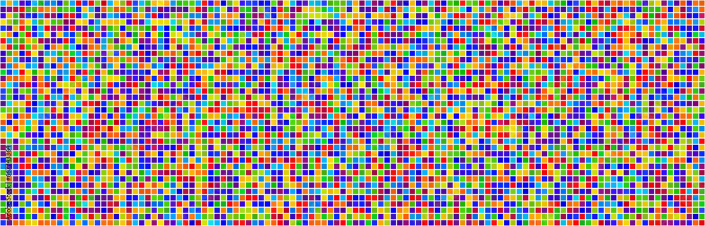 Abstract seamless mosaic pixel art pattern. Vivid rainbow colors background. Vector illustration. Floor or wall tile