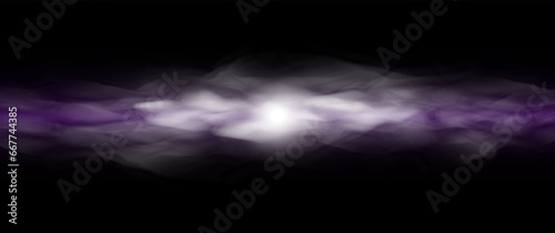 Vector abstract space banner. Turbid nebula with a bright glow. Black background. photo