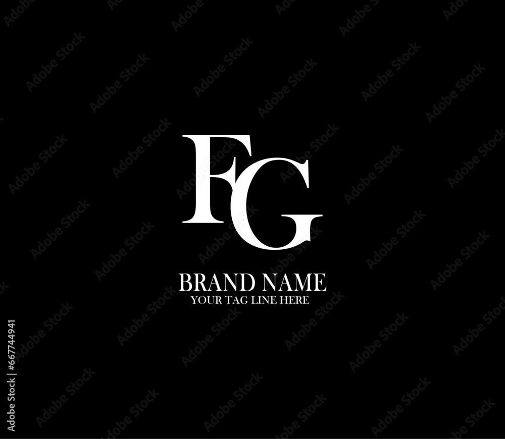 FG letter logo. Alphabet letters Initials Monogram logo. background with black FG letter logo. Alphabet letters Initials Monogram logo. background with black