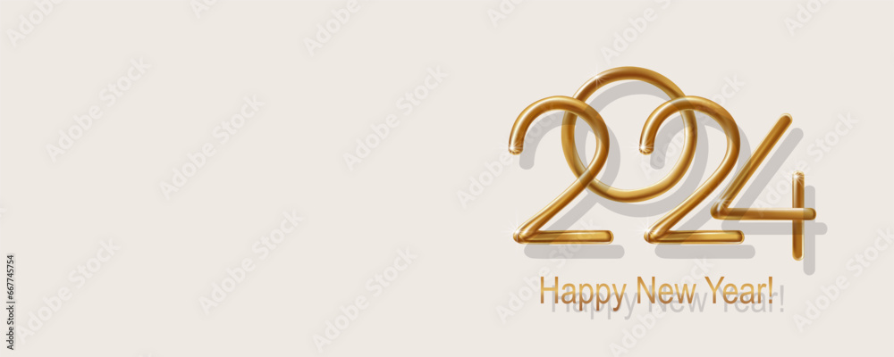 2024 Happy New Year hand lettering calligraphy. Vector holiday illustration element. Typographic element