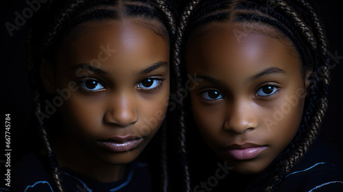 Two african little girls twins
