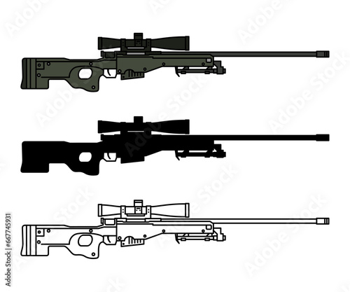 AWM. firearm vector. gun , soldier, shoot