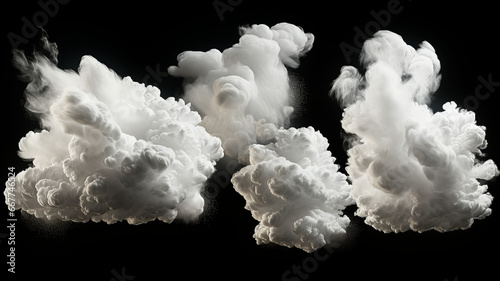 Floating White Clouds on Black Cosmic Canvas