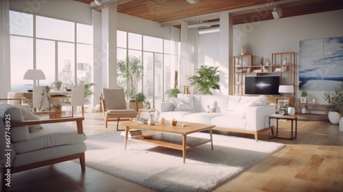 interior of a beautiful and spacious modern house generative ai