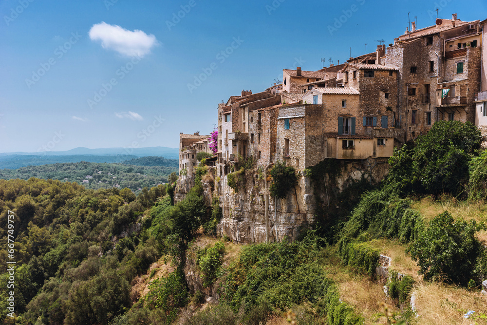 View of a medieval village in the south of France - Tourrettes-sur-Loup. Tourrettes-sur-Loup - the city of violets