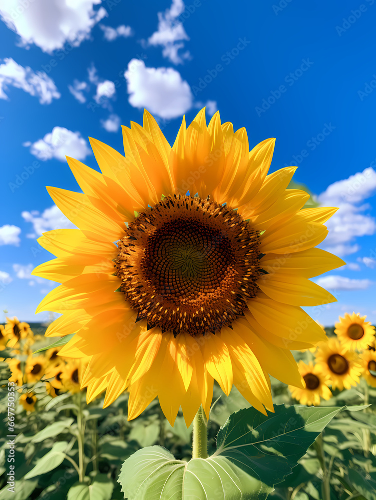 Fototapeta premium Sunflowers in the open field background wallpaper poster PPT