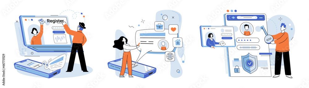Authentication. Vector illustration. User interface design should prioritize accessibility and security The authentication process ensures only authorized users access system The security system