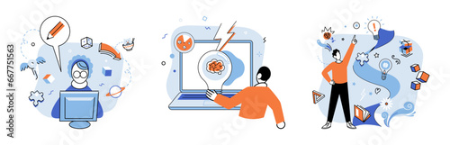 Creative thinking. Vector illustration. Motivation is wind beneath our wings, carrying us towards our dreams and inspiring us to reach for stars The intellect is sword creative thinking