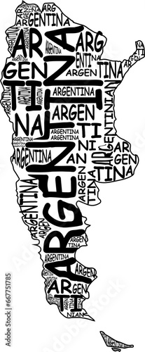 typographic map of Argentina photo