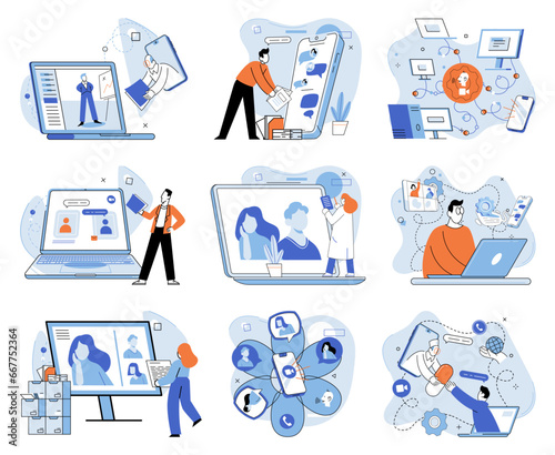 Video conference. Vector illustration. The video calling feature allows us to see and talk to others in real time Videoconferencing has transformed way we connect and collaborate online Video chat