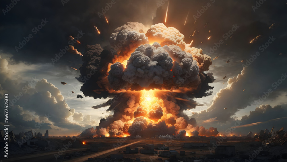 explosion of nuclear bomb in testing zone