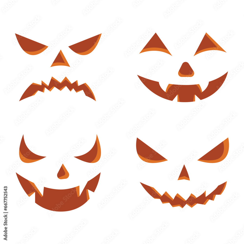 Scary halloween pumpkin faces set Scary halloween pumpkin faces set