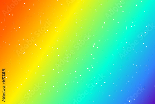 Colorful Rainbow Background with Stars Starry Snow. Vector Wallpaper Atmosphere Dream Back to School Holidays Christmas Design Lgbtq Kids Childhood 