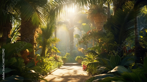 Light morning in the palm garden.