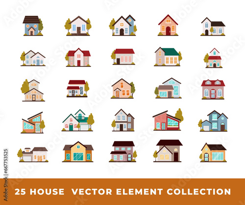 collection of house building elements vector