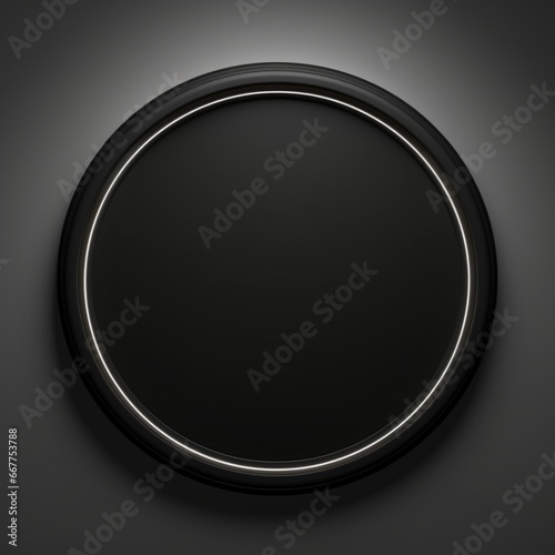 Accent Lighting Minimalistic Round Picture Frame. Minimalistic Ring with Realistic Texture. Square Digital Illustration. Ai Generated Empty Circle on Black Background.