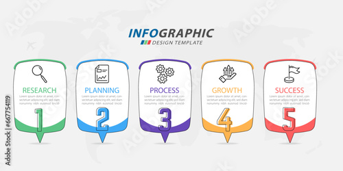 Timeline Creator infographic template. 5 Step timeline journey, calendar Flat simple infographics design template. presentation graph. Business concept with 5 options, gantt vector illustration.