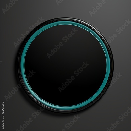 Aquamarine Crystal Minimalistic Round Picture Frame. Minimalistic Ring with Realistic Texture. Square Digital Illustration. Ai Generated Empty Circle on Black Background.