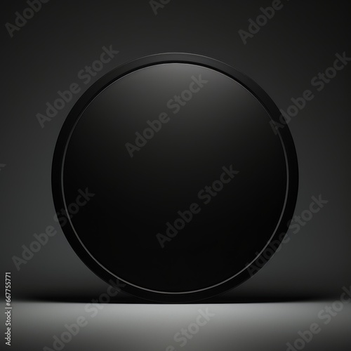 Backlighting Minimalistic Round Picture Frame. Minimalistic Ring with Realistic Texture. Square Digital Illustration. Ai Generated Empty Circle on Black Background.