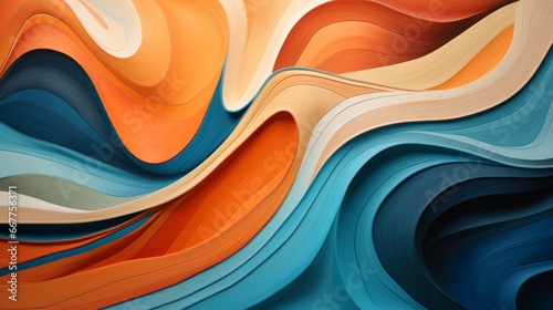 Colored modern canvas with swirls orange and turquoise colors.