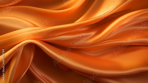Orange silk backdrop. Satin luxury curtain background. Shiny golden fabric. © Sergio Lucci