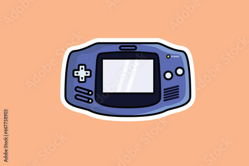 Game Console Device Sticker vector illustration. Technology gaming objects icon concept. Game controller or game console sticker vector design. Gaming mascot logo.