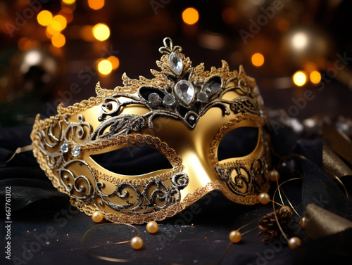 A colorful and ornate New Year's Eve masquerade mask, perfect for a festive celebration.