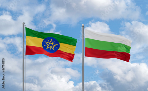 Bulgaria and Ethiopia flags  country relationship concept