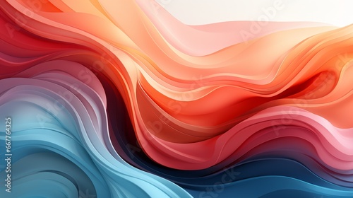 An abstract painting of vibrant peach hues cascading in a colorful wave, evoking a sense of fluidity and wild emotion in its vibrant colorfulness photo