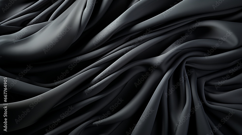 Obraz premium Capturing the intricate patterns of darkness, this abstract image of black fabric evokes a sense of mystery and allure, tempting the viewer to delve deeper into its textured depths