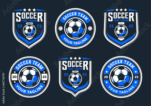 Football logo vector collection. Soccer logo badge bundle vector with shield