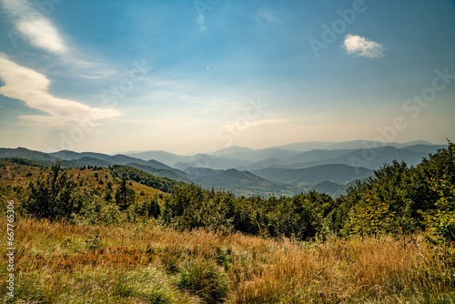Fototapeta Naklejka Na Ścianę i Meble -  A mountain range in the Bieszczady Mountains in the area of Tarnica, Halicz and Rozsypaniec.