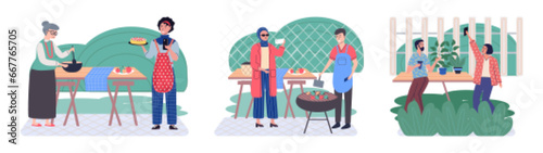 Using phone. Vector illustration. Social interactions are facilitated through social media on phones The use phones has transformed social dynamics Mobile phones have become essential tools