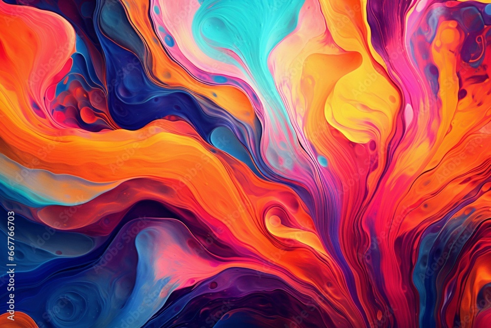 Vibrant swirls of fluid, artistic mobile app background. Generative AI